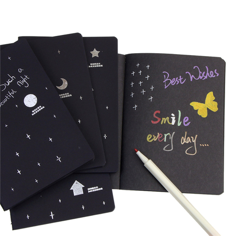 Ellen Brook 1 Pcs Sketchbook Diary Drawing Painting Graffiti Soft Cover Black Paper Sketch Book Notebook Office School Supplies ► Photo 1/6