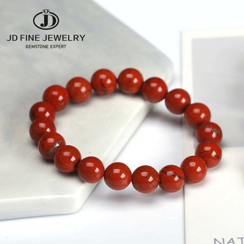 JD Brand Natural Genuine Red Jasper Round Semi-precious Stones Beads 4-12MM Bracelets Women Men Healing Jewelry Accessories Gift ► Photo 1/6