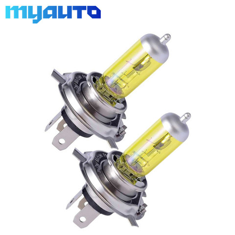 2pcs  H4 55W 12V Yellow Fog Lights Halogen Bulb High Power Headlight Lamp Car Light Source parking Head auto 60/55W 3000K ► Photo 1/6