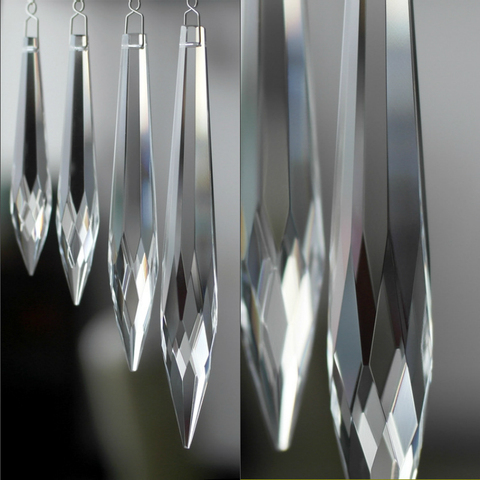 76mm Clear 10pcs/lot Multifaceted Icicle Drops Crystal Glass For Chandeliers Glass Prism Hanging Lighting Drop Pendants ► Photo 1/1