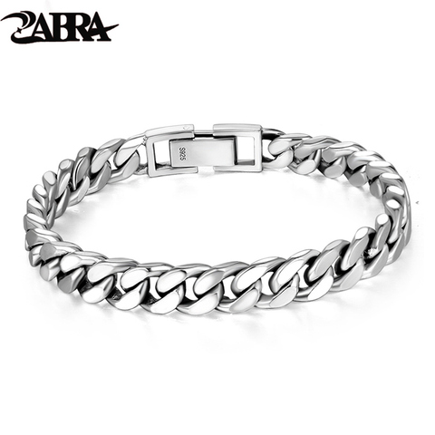ZABRA Real 925 Sterling Silver Bracelet Mans 8mm Width Link Rock Fashion Chain Bracelets For Man Jewelry Gift ► Photo 1/1