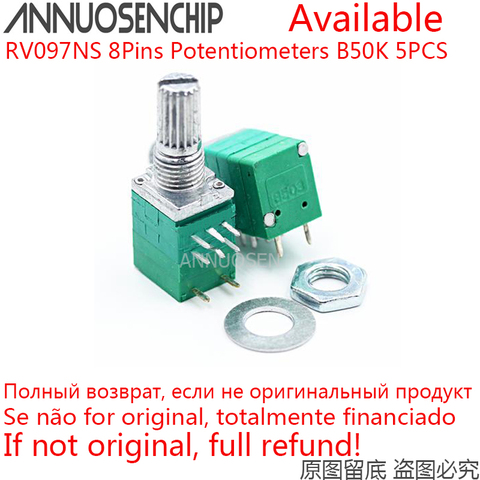 5PCS RV097NS Dual Potentiometer B50K B 50K 8Pins With Switch Audio Amplifier Sealed Potentiometer ► Photo 1/1