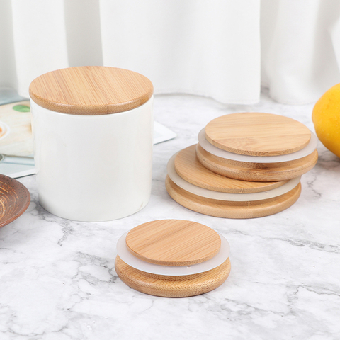 1pcs Bamboo Lids Mason Jar Caps Non Leakage Silicone Sealing Wooden Covers For Drinking Jar Kitchen Supplies ► Photo 1/6