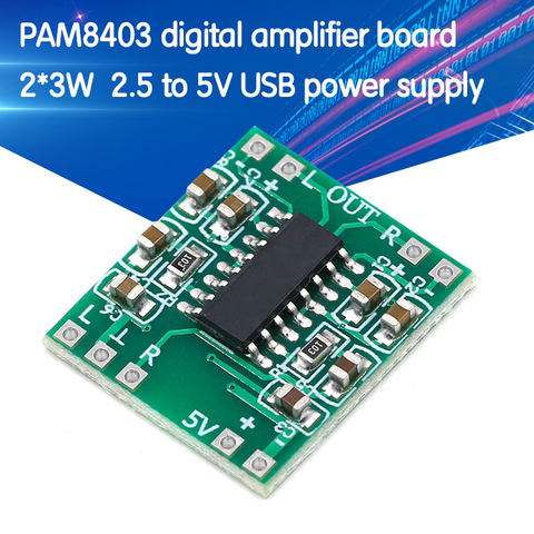 5PCS PAM8403 Super mini digital amplifier board 2 * 3W Class D digital amplifier board efficient 2.5 to 5V USB power supply ► Photo 1/6
