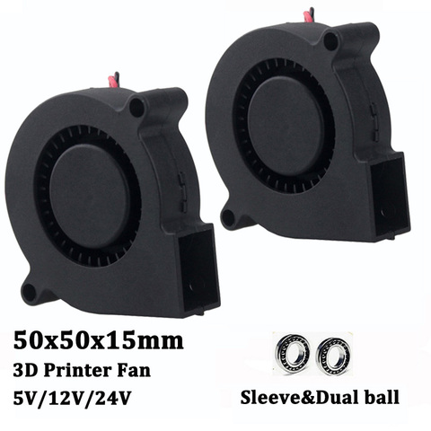 Gdstime 2Pcs 50mm DC 24V 12V 5V 5015 Blower Cooling Fan Two Ball Bearing 50mmx15mm Centrifugal Turbo Cooler 5cm For 3D Printer ► Photo 1/6