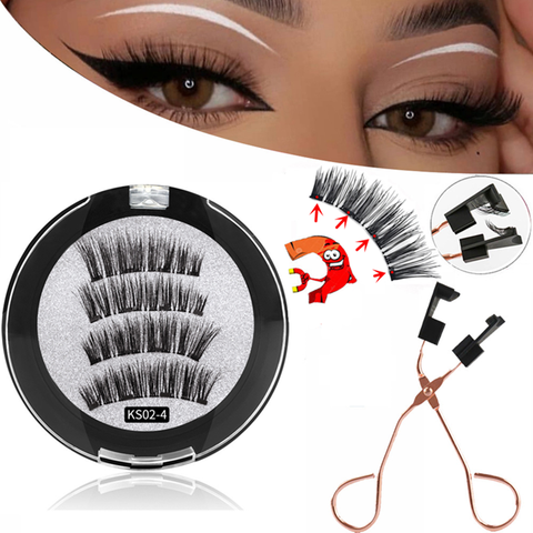 3D magnetic eyelashes With 3/4 Magnets handmade makeup Mink eyelashes extended false eyelashes Reusable false eyelashes Dropship ► Photo 1/6