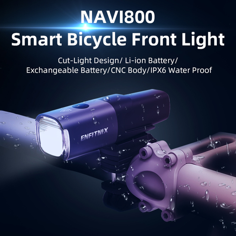 Enfitnix Navi800 Smart Bicycle Front Light Auto stop/start Rechargeable Night riding Safety 800lumen Long Shot Bike Accessories ► Photo 1/6