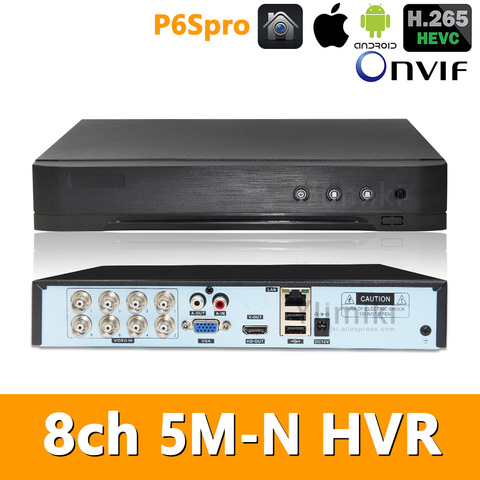 5in1 Real H.265 8ch 5M-N HVR Security CCTV hybrid video recorder DVR P2P P6Spro support AHD/TVI/CVI/CVBS/IP cameras ONVIF ► Photo 1/6