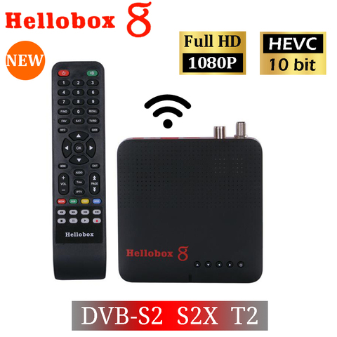 H265 TV Receiver Combo DVB T2 DVB S2  Hellobox 8  CCCamd Newcamd Set Top Box support RJ45 WiFi HEVC PowerVu Biss IPTV M3U TV Box ► Photo 1/6