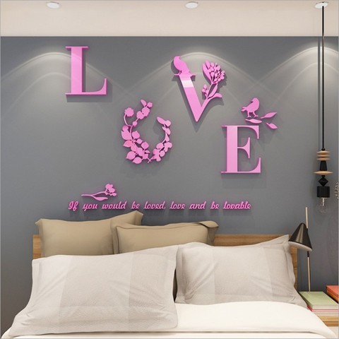 Acrylic LOVE Letter 3D Wall Stickers Removable Room TV Background Art  Sticker For Bedroom Home Decoration - Price history & Review | AliExpress  Seller - Highlife - Store 