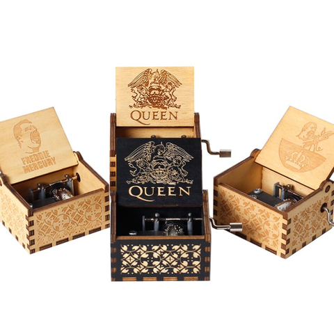 Hot Wooden Hand Crank Queen Music Box Bohemian Rhapsody Theme Love Dad Love Mom You Are Our Sunshine birthday Christmas Gift ► Photo 1/6