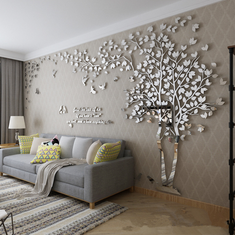 Buy Online Large Size Wall Sticker Tree Decorative 3d Diy Art Tv Background Wall Poster Home Decor Living Room Acrylic Wall Stickers Alitools