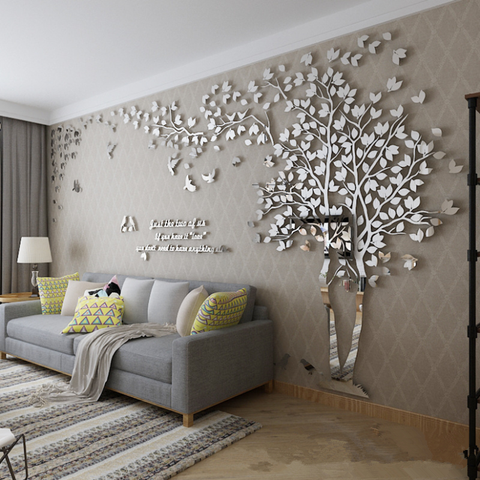 Large Size Wall Sticker Tree Decorative 3D  DIY Art TV Background Wall Poster Home Decor  Living Room Acrylic Wall stickers ► Photo 1/6