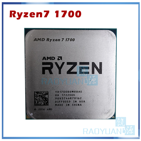 AMD Ryzen 7 1700 R7 1700 3.0 GHz Eight-Core Sixteen-Thread C3=16M CPU Processor 65W YD1700BBM88AE Socket AM4 ► Photo 1/1
