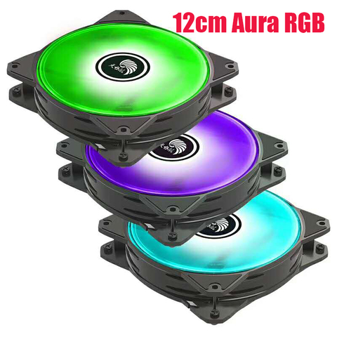 12cm AURA RGB 4PIN Case Fan Quiet PC Radiator CPU Cooler ARGB 4pin sync with motherboard Fans ► Photo 1/6