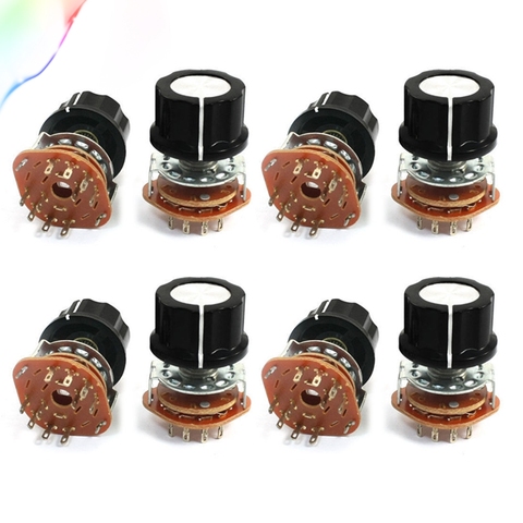 8Pcs 6mm Knurled Shaft 10Pin Rotary Switch Potentiometer 2-Pole 4-Position 2P4T ► Photo 1/1