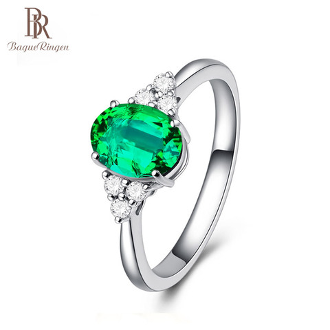 Bague Ringen 925 Sterling Silver Created Emerald Opening Adjustable Rings for Women Wedding Engagement Green Gemstone Ring Gift ► Photo 1/6