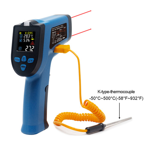 IR Infrared Thermometer Hygrometer 0-99%RH Digital Non-contact Dual Double Laser Gun Colorful LCD K Thermocouple ► Photo 1/6