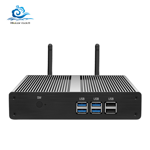 HTPC Desktop Computer Fanless Mini PC Intel Core i3 7100U Pentium 4405U Celeron 3855U Windows 10 DDR3L Linux HDMI VGA Wifi 6*USB ► Photo 1/6