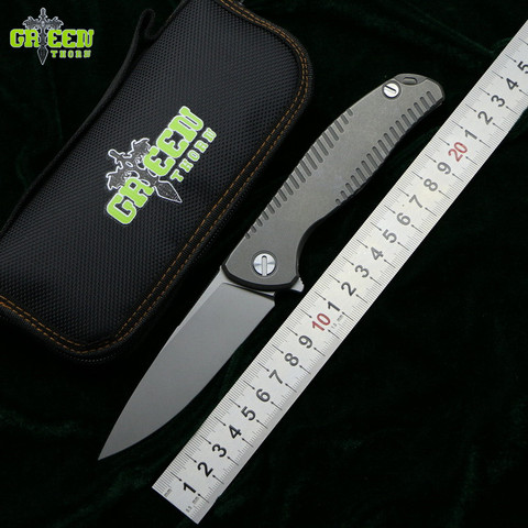 Green thorn Flipper F95 R18 D2 steel blade Titanium handle outdoor camping hunting pocket kitchen fruit folding knife EDC tools ► Photo 1/6