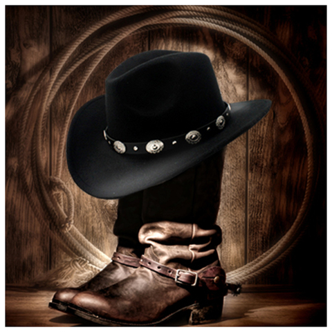 Men Wool Western Cowboy Hat For Womem Men Roll up Brim Cowgirl Jazz Cap With Leather Fedora Toca Sombrero Cap ► Photo 1/6