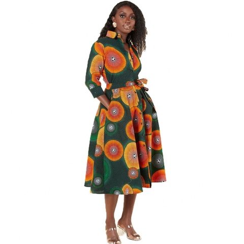 New African Dresses For Women Vetement Femme Dashiki Print Africa Shirt Dress African Clothes Dashiki Ankara Dresses Ladies 2022 ► Photo 1/6