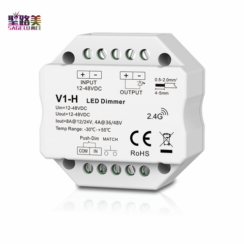 V1-H 12-48VDC 24V 36V 96W/192W/144W/192W  Single Color LED Dimmer Step-less dimming /Push Dim Controller For  LED strip Light ► Photo 1/2