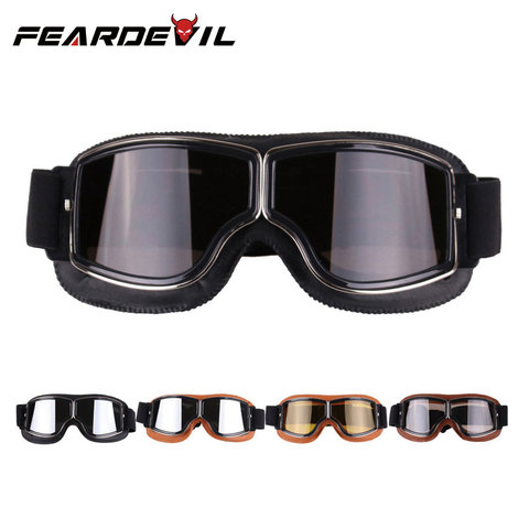 Retro Outdoor Motorcycle Goggles Vintage Motocross Glasses Sports Leather Cycling Dirt Bike for Harley Aviator Sunglasses ► Photo 1/6