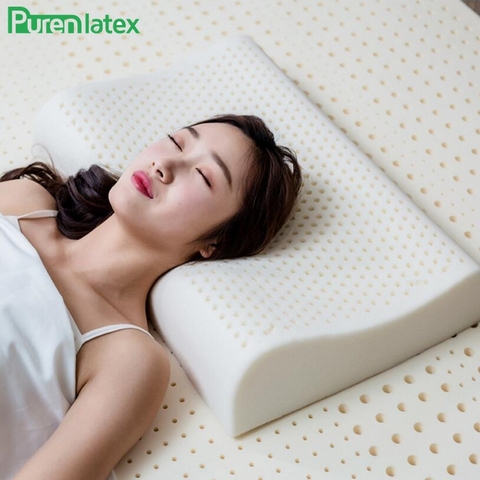 PurenLatex 60x40 Thailand Pure Natural Latex Pillow Health Care Neck for Neck Spine Protective Latex Pillow Orthopedic Pillow ► Photo 1/6