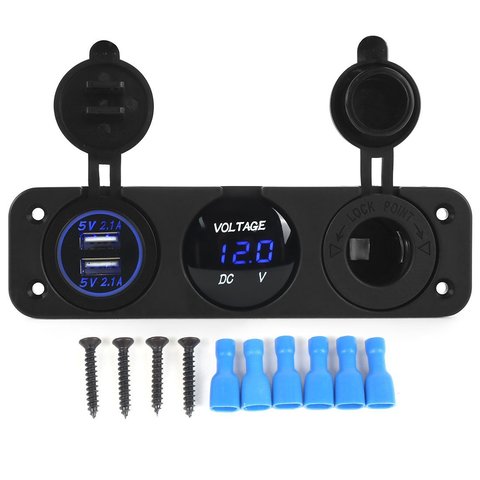 Dual USB Socket Charger 2.1A+2.1A 12V Cigarette Lighter LED Voltmeter 3 in 1 Charger Panel for Car Motocycle Boat Marine Truck ► Photo 1/6