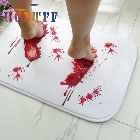 Halloween Decoration Horror House Blood Bathmat Foot Pad Scare Bloody Footprint Bath Bathroom Mat Non-slip Home Party Decoration ► Photo 1/6