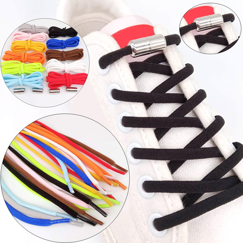 1Pair No tie Shoelaces Round Elastic Shoe Laces For Kids and Adult Sneakers Shoelace Quick Lazy Laces 19 Color Shoestrings ► Photo 1/6