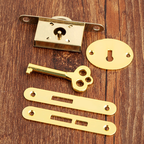 DRELD Gold Classical Lock Drawer Cabinet Wardrobe Cupboard Door Zinc Alloy Lock Antique Furniture Counter Drawer Locks With Key ► Photo 1/6