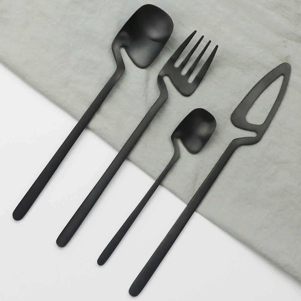 1Pcs 316 Stainless Steel Dinnerware Black Cutlery Set Fork Spoon Teaspoon #tr 