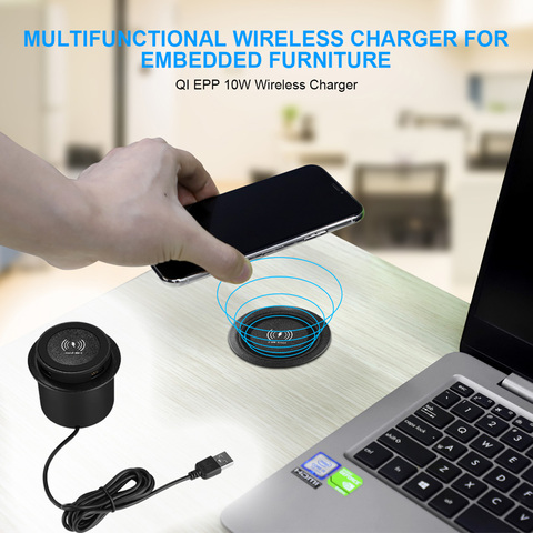 10W Fast Wireless Built-In QI Charger Desktop Multiple Protection Universal Liftable Wireless Qi Charging for Huawei Samsung ► Photo 1/6