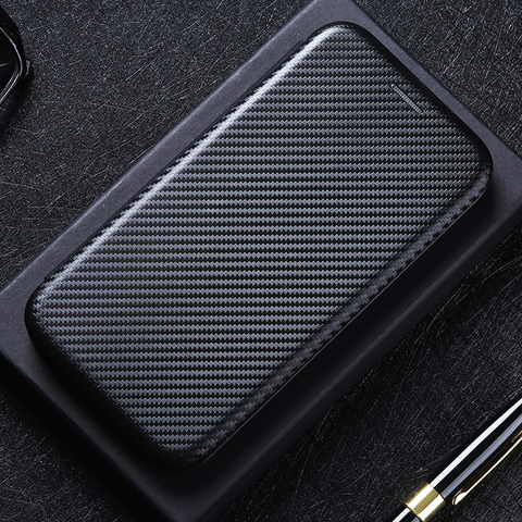 Carbon Fiber Flip Magnetic Leather Case For iPhone 12 11 Pro Max mini SE 2022 XS XR X 8 7 6 6S Plus Touch 7 6 Card Holder Cover ► Photo 1/6