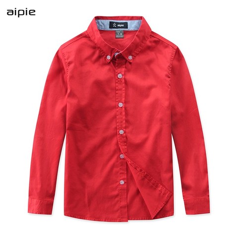 Children red shirts Casual Solid color 100% Cotton Good quality Satin Boys shirts kids clothing ► Photo 1/6