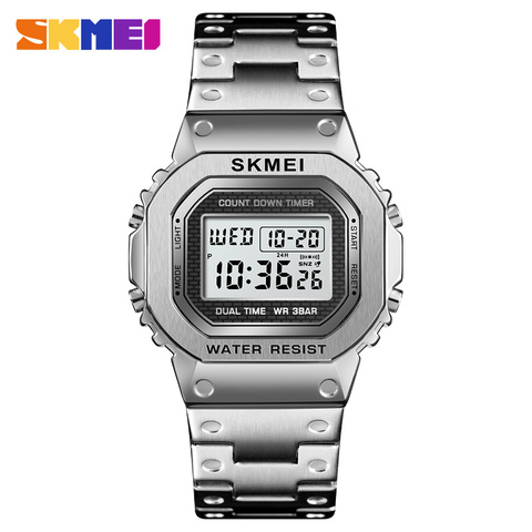 New SKMEI 1456 Outdoor Sport Chronograph Countdown Digital Watch For Men Top Brand Steel Digital Men Watches Reloj hombre ► Photo 1/6