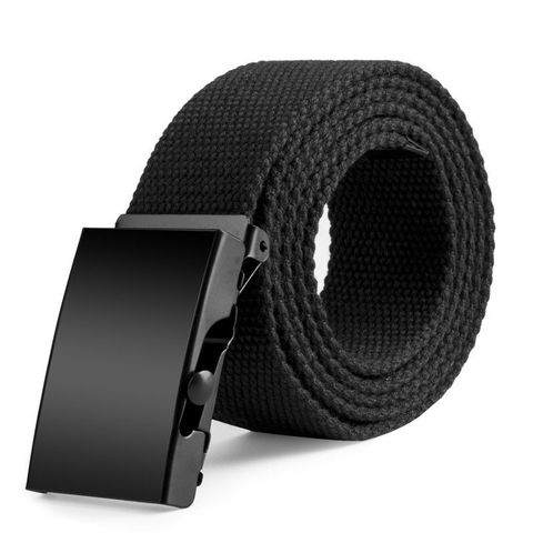 t 120CM Canvas Belts Mens Womens Unisex Cotton Canvas Fabric Webbing Black Buckle Belt Army 5Colors Fashion ► Photo 1/6