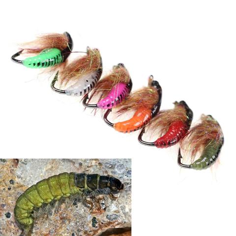 4PCS #6 Caddis Pupae Nymph Fly Trout Fishing Bait UV Beadhead Insect Lures Ice Fishing Hook Baits ► Photo 1/6