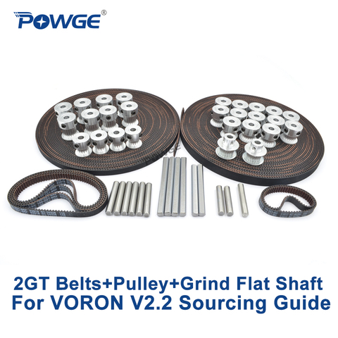 POWGE VORON V2.2 Set MOTION PARTS GT2 LL-2GT RF Open Timing Belt 2GT 16T 20T pulley GATES 110-2GT/188-2GT closed loop Shaft ► Photo 1/6