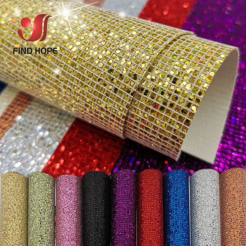 ​Plaid Sequin Glitter Iridescent Fabric Faux Synthetic PU Leather Sewing Handmade Bow Craft Bag Earring DIY Material Sheet ► Photo 1/6