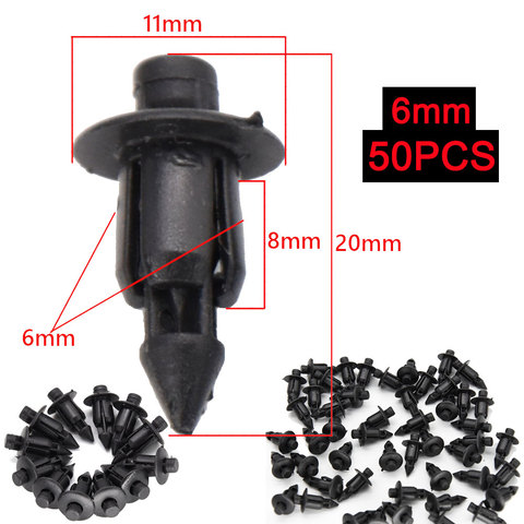 Universal 50Pcs 6mm Hole Universal Auto Fairing Trim Panel Fastener Clips Plastic Rivets Retainer Car Push Clips Fit For Suzuki ► Photo 1/6