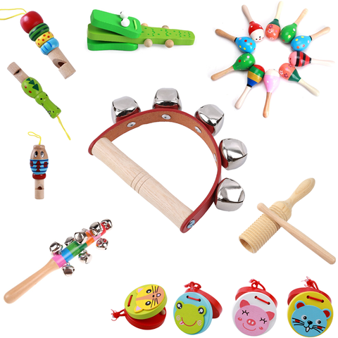 2022 Toddlers Wooden Baby Rattle Toy Musical Instruments Music Wooden Handbell Toys Baby Colorful Music Sounding Toy ► Photo 1/6