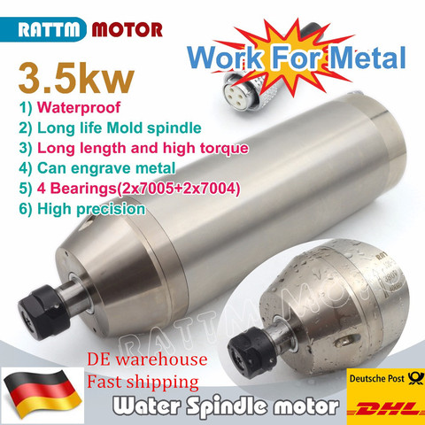 High Quality 3.5KW ER20 Waterproof Water Cooled Spindle for Metal Bullet Design 220V / 380V For CNC Lathe ► Photo 1/5