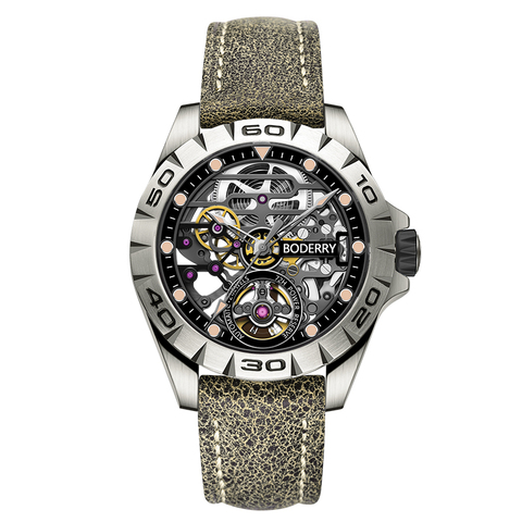Boderry Urban Men's Titanium Watches Top Brand Luxury Fashion Skeleton Automatic Mechanical Waterproof Watch Relogio Masculino ► Photo 1/6