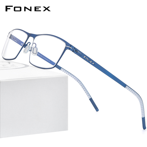 FONEX Alloy Glasses Frame Men Square Myopia Prescription Optical Eyeglasses 2022 New Male Full Korean Screwless Eyewear 993 ► Photo 1/6