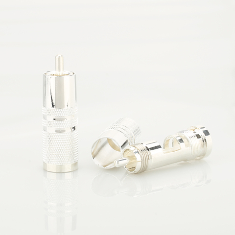 4Pieces High Quality Caradas style Silver Plated RCA Male Plug HIFI DIY AUDIO RCA Connector ► Photo 1/6