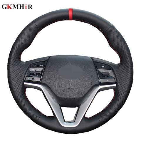 Black Car Steering Wheel Cover DIY Artificial Leather For Hyundai Tucson 3 2015 2016 2017 2022 Funda Volante ► Photo 1/6