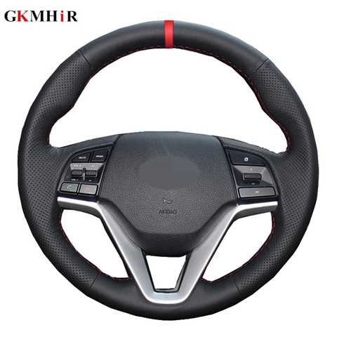 Black Car Steering Wheel Cover DIY Artificial Leather For Hyundai Tucson 3 2015 2016 2017 2022 Funda Volante ► Photo 1/6